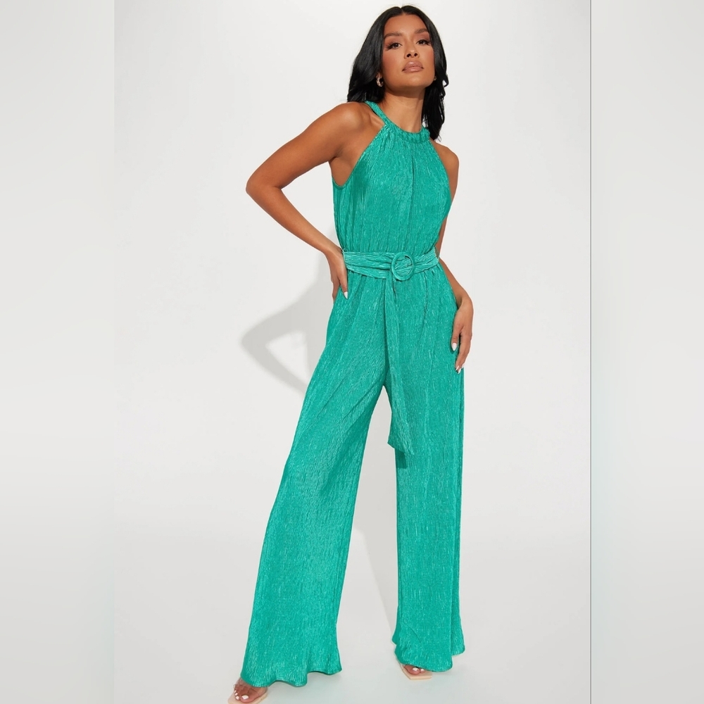 Perfectly Plisse Jumpsuit (Green-XS)